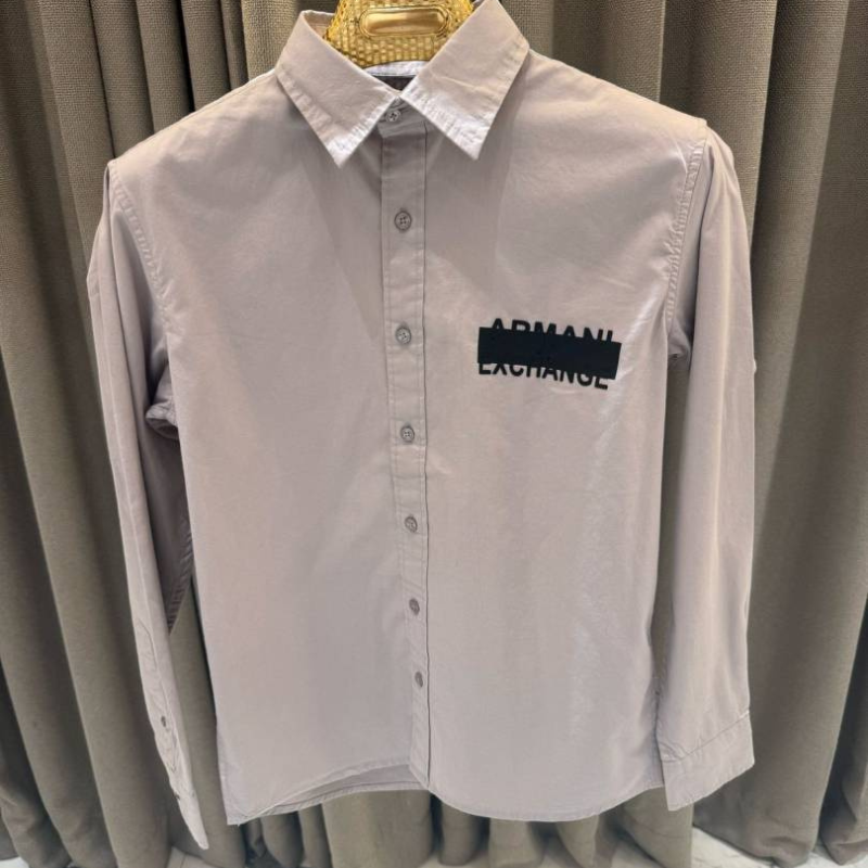 Arman_i Exchange Chest Logo Full Sleeves Shirt Grey