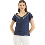 Elle Navy Blue Embellished Top
