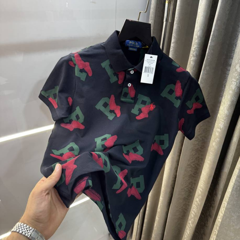Ralph Lauren Black Printed Premium Polo T-Shirt
